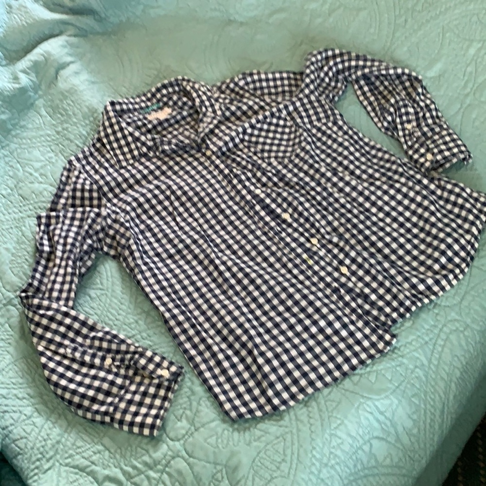 Navy gingham button down